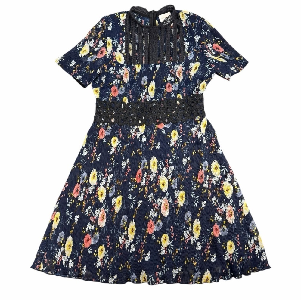 Anthropologie Foxiedox Andora Floral Mini Dress In Navy Blue Size Medium - Picture 2 of 11